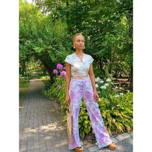 Reworked Lavender Lily Floral Pants (M/L)
